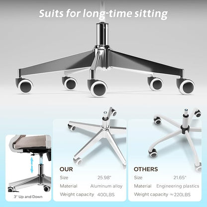 Ergonomic Office Chair with Adjustable Lumbar Support & Flip-Up Armrests - High Back Desk Chair with Thickened Seat Cushion, Rolling Wheels for Home/Office Study Work (05khaki)
