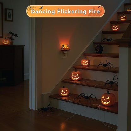 L LOHAS LED Halloween Night Light,Ghost Campfire Nightlight,Campfire Flickering Night Lights Plug into Wall,Halloween Decorations for Kids Adults
