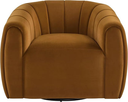 Christopher Knight Home Monroe Velvet Swivel Club Chair,Armchair with 360-Degree Rotation,Upholstered Barrel Swivel Sofa Chair for Living Room/Bedroom,Tufted Back,Thick Cushion, Iron Base, Dark Yellow