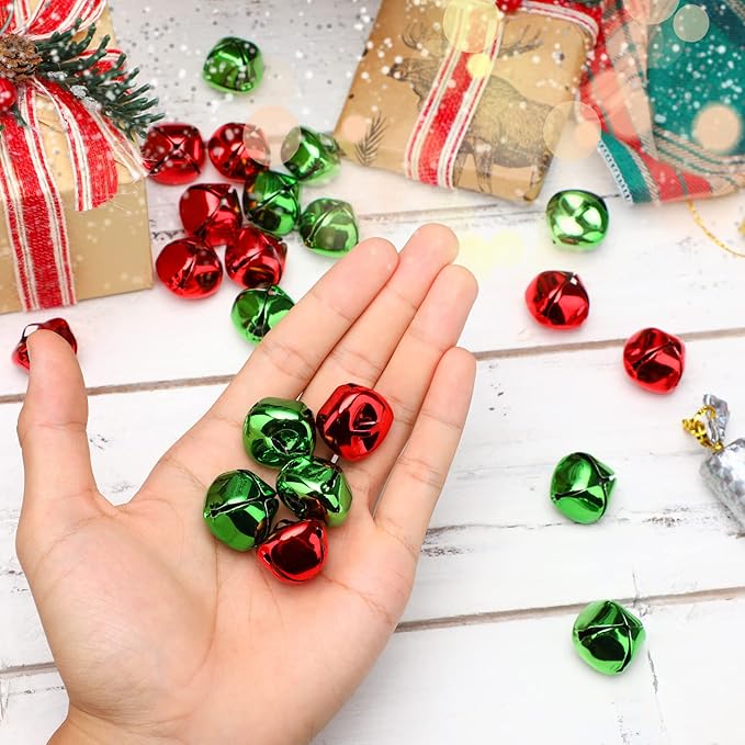 Augshy Jingle Bells for Crafts,120 Pcs 1 Inch Christmas Jingle Bells,Bulk Sound Craft Bells for Christmas Home Festival Decorations DIY Project