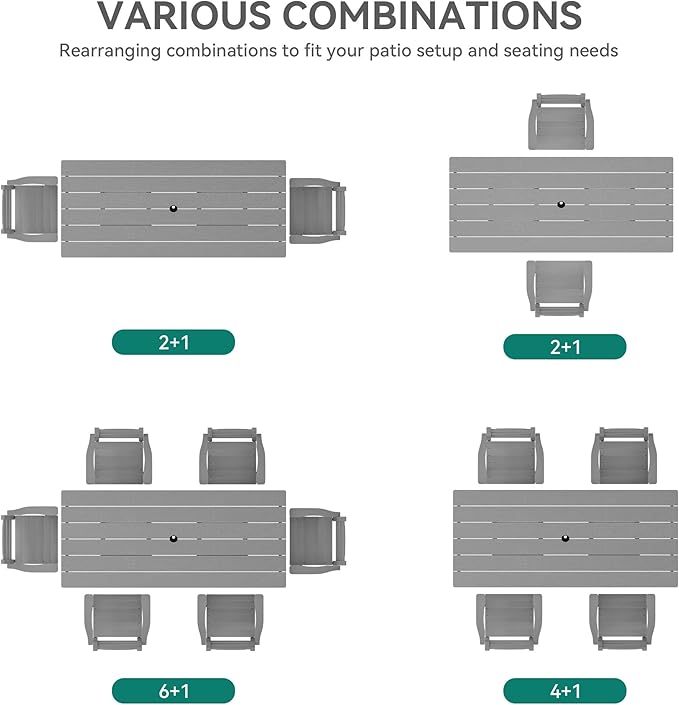 YITAHOME HDPE Chairs Set of 2, Sturdy Patio Chair w/Max Bearing 330 LBS, All-Weather Outdoor Chairs for Terrace, Garden, Backyard, Poolside, Gray