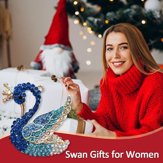 Blue Swan Christmas Ornaments 2025, Handmade Metallic Ornament with Rhinestone, Elegant Cute Ornament for Christmas Tree, Beautiful Ornaments for Kids, Girls,Women
