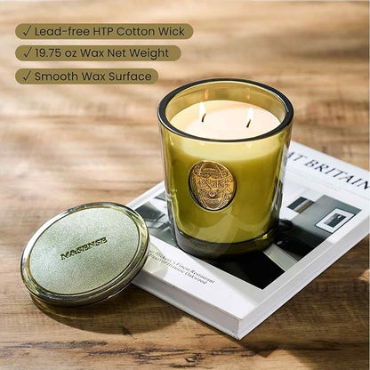 M&SENSE Large Two-Wick Soy Candle | Forest Cabin & Green | 19.8 oz, 120H Burn Time | Luxury Scented Candle for Relaxation, Gifting, Home Décor | Ideal for Bedroom, Office, Party Ambiance