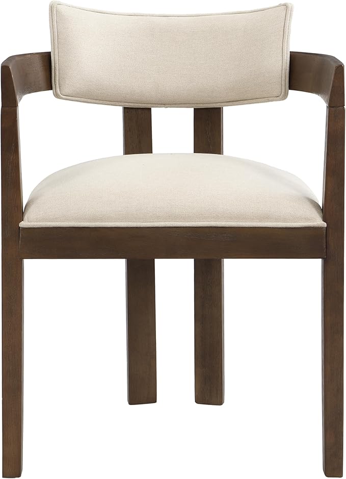 Christopher Knight Home Falcon Fabric Upholstered Dining Chairs Set of 2, Modern Wooden Dining Curved Backrest Kitchen Side Chair, Living Room for Extra Seat, Walnut+Beige