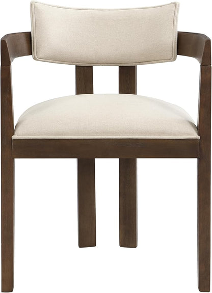 Christopher Knight Home Falcon Fabric Upholstered Dining Chairs Set of 2, Modern Wooden Dining Curved Backrest Kitchen Side Chair, Living Room for Extra Seat, Walnut+Beige