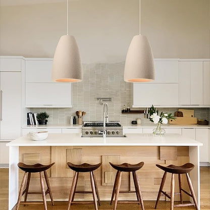 JAYMP Wabi Sabi Pendant Light for Dining Room Kitchen Island Light Hallway Restaurant Hanging Lamp E26 Base Japanese Style Wine Bottle Shape Lighting Fixture, 1 Pack (Light Brown,A Shape, D35×H51cm)