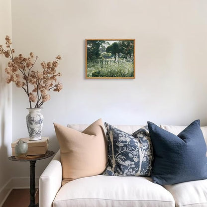 KBKBART Framed Wall Art Vintage Decor, Vintage Meadow with Flowers Oil Painting, Classical Canvas Artwork Wall Decor, Scenery Wall Art Prints for Bedroom Living Room, Bathroom Wall Decor, Gallery, Gifts for Friends or Family (8"x10")