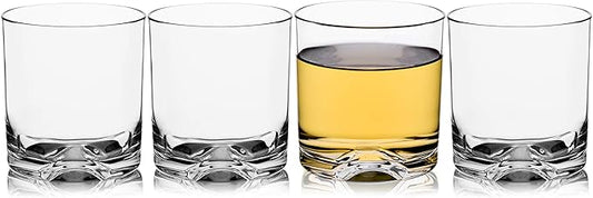 9oz Unbreakable Plastic Whiskey Rocks Glasses Double Old Fashioned Tritan Clear Drinking Beer Tumblers Cups Glassware, Shatterproof, BPA-FREE, Dishwasher safe
