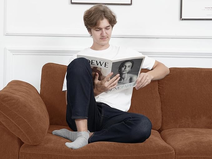 EASE MOOSE Oversized Modular Sectional Sofa with Ottoman, Modern Luxury Wide Deep Modular Couch, U Shaped Couch for Big Spaces Living Room, Brown