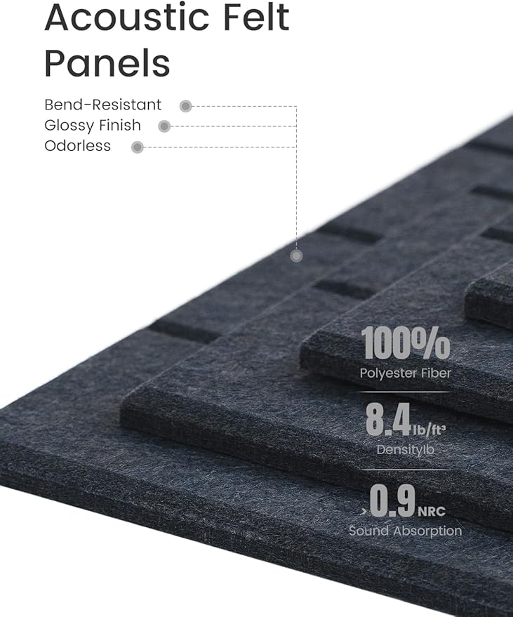 Bumusty Large Cork Board Alternative-36 x24 Felt Bulletin Board Tiles, with 30 Pushpins, 40 Adhesive Tabs, 6-Pack Slat Wall Paneling, Cork Boards for Office Push Pin Felt Board-Deep Charcoal Blue