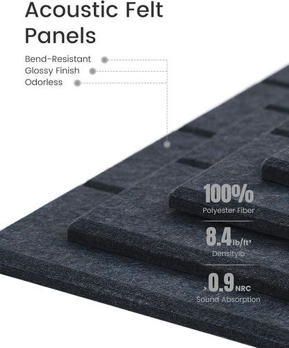 Bumusty Large Cork Board Alternative-36 x24 Felt Bulletin Board Tiles, with 30 Pushpins, 40 Adhesive Tabs, 6-Pack Slat Wall Paneling, Cork Boards for Office Push Pin Felt Board-Deep Charcoal Blue