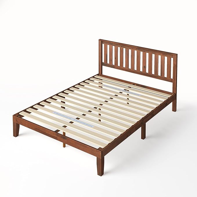 ZINUS Vivek Wood Platform Bed Frame with Headboard, Solid Wood Foundation with Wood Slat Support, No Box Spring Needed, Easy Assembly, King