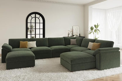 EASE MOOSE Sectional Modular Sofa,Oversized U Shape Sectional Couch Wide Deep Seat Modular Cloud Couch,Green
