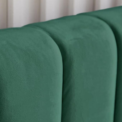 Livinia King Size Elton Velvet Platform Bed, Upholstered Bed Frame with Vertical Channel Tufted Headboard Footboard, Strong Wood Slats, No Box Spring Needed, Green (King)