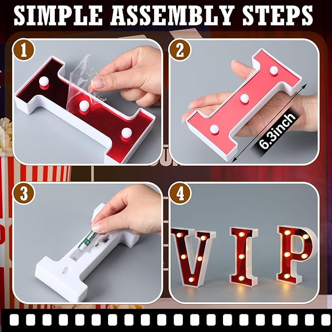 VIP Light up Letters Sign Party Decorations Battery Powered Marquee Lighted Sign LED Alphabet Letter Lights for Night Party Birthday Home Tabletop Decor Supplies