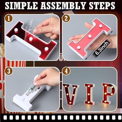 VIP Light up Letters Sign Party Decorations Battery Powered Marquee Lighted Sign LED Alphabet Letter Lights for Night Party Birthday Home Tabletop Decor Supplies