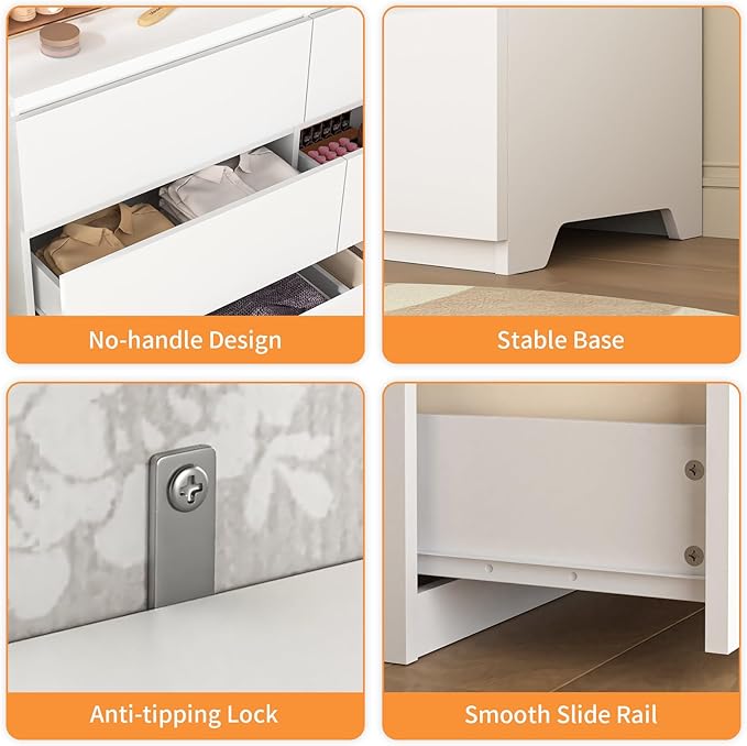 Dresser for Bedroom,Modern Large Wood Dresser,6 Chest of Drawers,Living Room,Hallway,Entryway,TV Stand Drawer Organizer