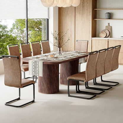 79" Dining Table Set for 10,Large Rectangular Dining Table Set for 10 with Cushioned Chairs,Modern Mid-Century Wood Dining Room Table Set for 10,Ideal for Dining & Gatherings (Walnut)