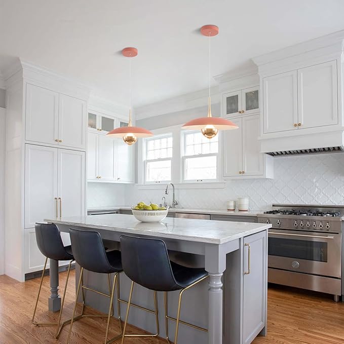 Modern LED Hanging Lamp Mini Indoor Ceiling Light with Pink Shade Bedside Gold Pendant Light for Kitchen Bedroom Hallway