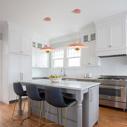 Modern LED Hanging Lamp Mini Indoor Ceiling Light with Pink Shade Bedside Gold Pendant Light for Kitchen Bedroom Hallway