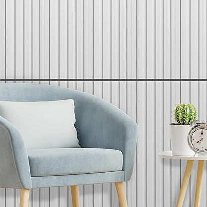 Art3d WPC Wainscoting Panels, 16-Pack 48 x 6 Inch 3D Wall Accents for Interior Wall Decor, Living Room, Bedroom, White