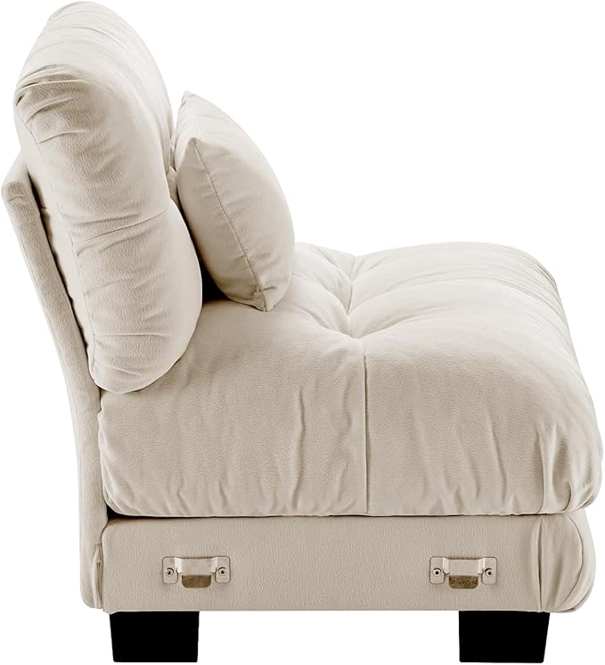 SoarFlash Velvet Sectional Middle Position Sofa, Camel