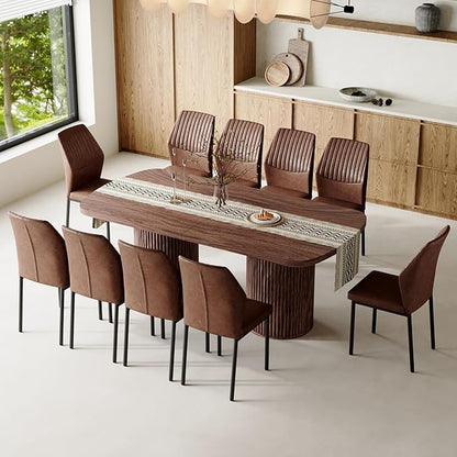 79" Dining Table Set for 10,Large Rectangular Kitchen Table Set for 10 with Cushioned Chairs,Modern Mid-Century Wood Dining Room Table Set for 10,Ideal for Dining & Gatherings (Walnut)