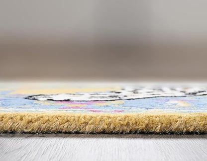 Handmade Leopard Wool Area Rug with Traditional Oushak Motif – Exquisite Animal Print Cheetah Rugs for Living Room, Bedroom | Plush Texture, Vintage Style, Thick & Durable Carpet (Blue, 3' x 5')