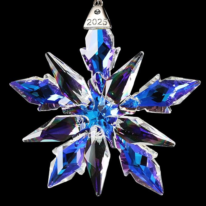 2025 Annual Edition Crystal Snowflake Christmas Ornament,Iridescent Holiday Tree Keepsake, Window Suncatcher,Winter Decor Gift(2025 Colorful)