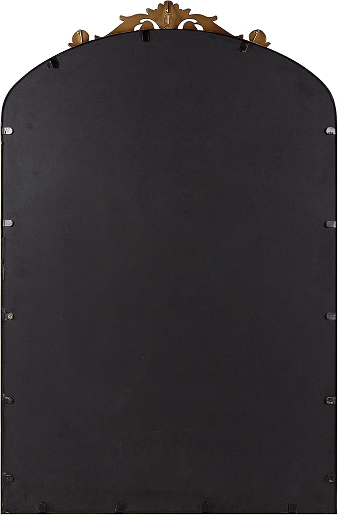 Kate and Laurel Arendahl Ornate Traditional Arched Mirror; 24 x 36; Bronze; Baroque Style Arched Wall Mirror with Crown