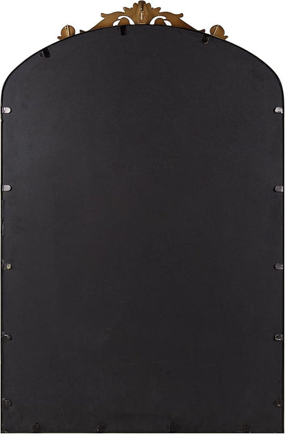 Kate and Laurel Arendahl Ornate Traditional Arched Mirror; 24 x 36; Bronze; Baroque Style Arched Wall Mirror with Crown