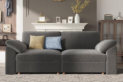 EASE MOOSE Comfty 2 Seat Couch,FSC Certified Modern Deep Seat Sectional Modular for Living Room, Light Gray