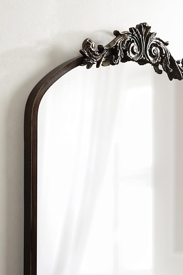 Kate and Laurel Arendahl Ornate Traditional Arched Mirror; 24 x 36; Bronze; Baroque Style Arched Wall Mirror with Crown