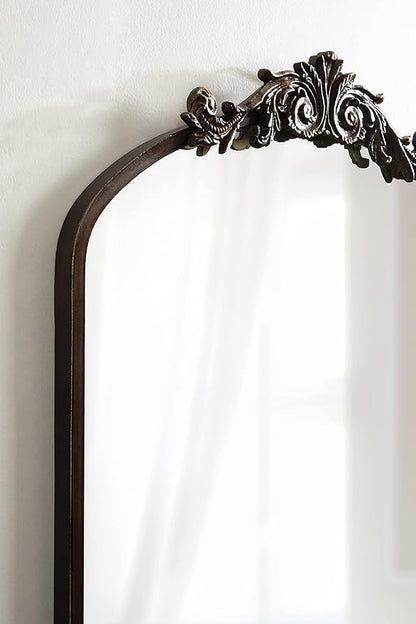 Kate and Laurel Arendahl Ornate Traditional Arched Mirror; 24 x 36; Bronze; Baroque Style Arched Wall Mirror with Crown