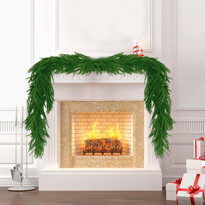 2Pcs 6 FT Artificial Norfolk Pine Garlands, Realistic Christmas Garland Thickness Real Touch Winter Greenery Garland for Table Mantle Wall Indoor Outdoor Christmas Decor