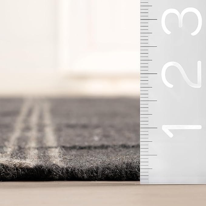 Rugs USA x Nate Berkus Downing Plaid Wool Cozy Area Rug, 9' 6" x 13' 6", Black