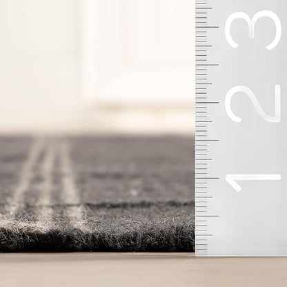 Rugs USA x Nate Berkus Downing Plaid Wool Cozy Area Rug, 9' 6" x 13' 6", Black