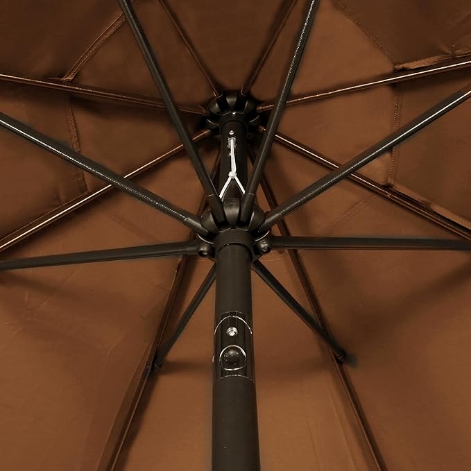 Blissun 9' Outdoor Patio Umbrella, Outdoor Table Umbrella, Yard Umbrella, Market Umbrella with 8 Sturdy Ribs, Push Button Tilt and Crank