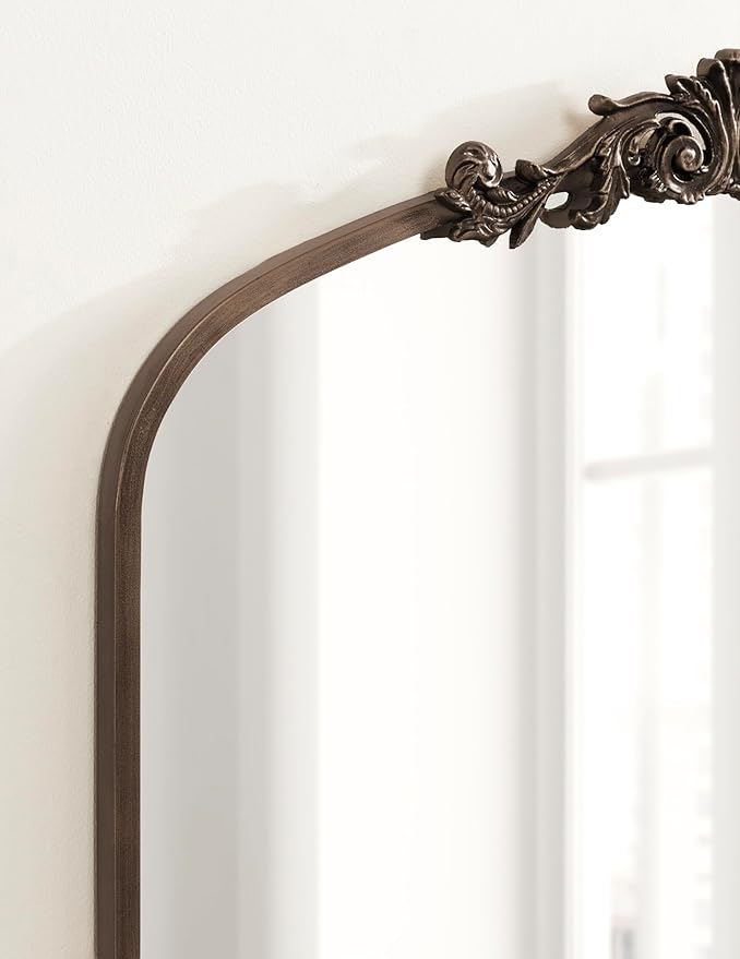 Kate and Laurel Arendahl Ornate Traditional Square Arched Mirror; 28 x 30; Bronze; Decorative Baroque Style Vintage Arch Mirror with Wide Frame and Crown