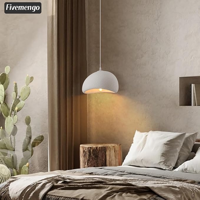 11.8in Small Wabi Sabi Pendant Lights Hanging Lamp Lighting Fixture Ceiling Mount White Modern Japanese Lamp Japandi Chandelier for Dining Living Room Hallway Bedroom Restaurant