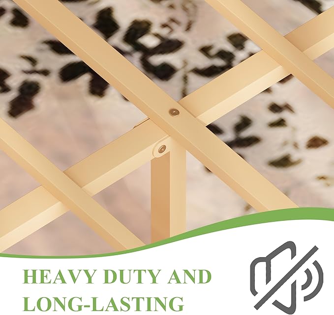 ZIYOO Solid Bamboo Wood King Size Bed Frame with Headboard, 14 inch Platform King Bed Frames No Box Spring Needed with Steel Slats, Sturdy and Stable, Easy Assembly, Noise Free