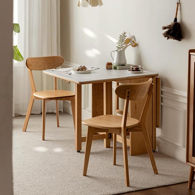 Oak Dining Chairs, Kitchen Chairs, 100% Solid Wood Modern Dinner Chair with Curved Backrest, Dining Room Chair for Kitchen, Living Room, Study (4PK, Natural)