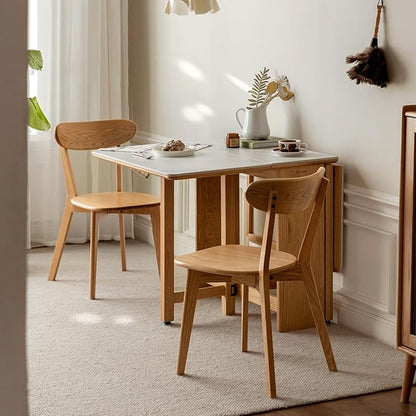 Oak Dining Chairs, Kitchen Chairs, 100% Solid Wood Modern Dinner Chair with Curved Backrest, Dining Room Chair for Kitchen, Living Room, Study (4PK, Natural)