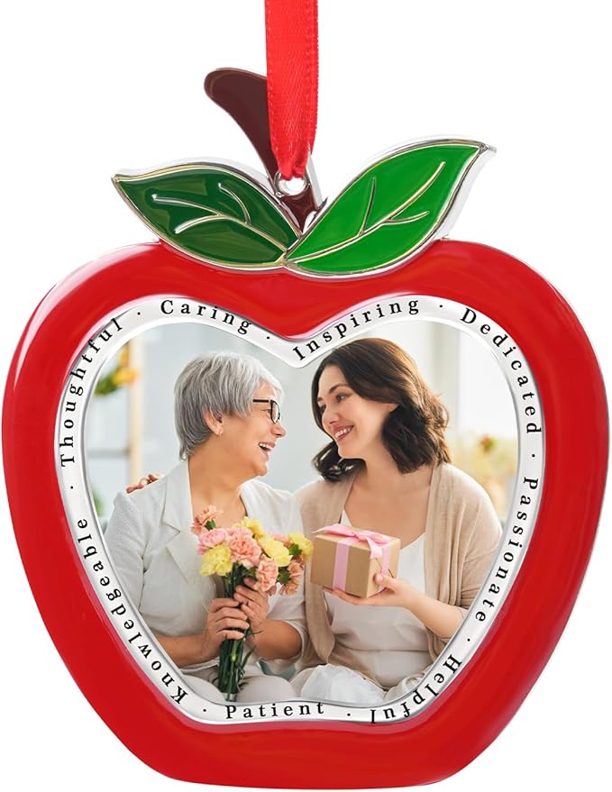 COCHIE Retirement Gift for Teacher Woman Men from Student, Thank You Teacher Appreciation Gift, Personalized Metal Picture Frame Retirement Ornament Keepsake, Christmas Teachers Gifts Ideas