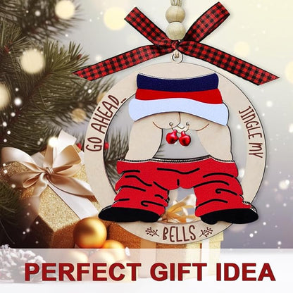 Funny Christmas Ornaments 2025, Exchange Funny Ornaments for Adults, Naughty Ugly Christmas Tree Ornaments Wooden, Inappropriate Dirty Santa Ornament - Unique Christmas Ornaments