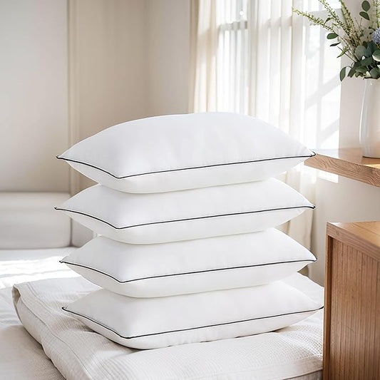 Acanva Bed Pillows Queen Size Set of 4, Fluffy 3D Down Like Filled, Machine Washable, Soft and Supportive for Side, Back or Stomach Sleepers, White 4 Count
