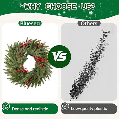 Bluesea 9FT Artificial Norfolk Pine Garland - Faux Christmas Garland, Fake Greenery Garland for Table, Mantle, Wall, Indoor, Outdoor Christmas Decorations (1 Pcs)