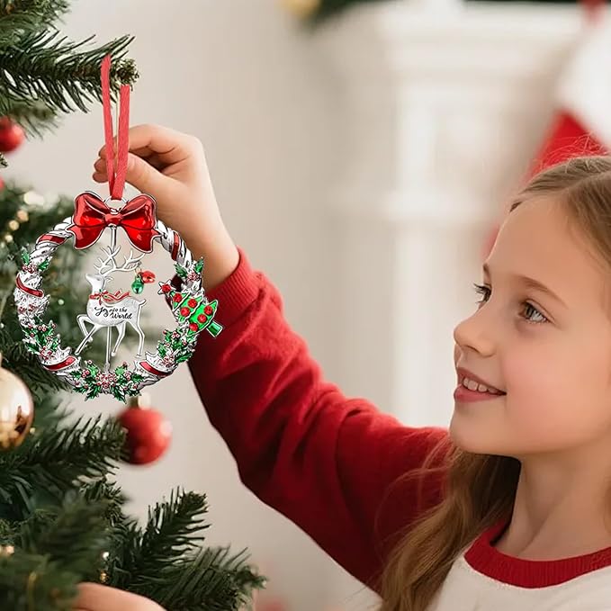 3pcs Christmas Ornament 2025 for Christmas Tree Decorations, Dated 2025 Christmas Wreath Tree Ornament with Rotatable Snowman/Tree/Deer for Xmas Holiday Metal Decorative Keepsake Gift