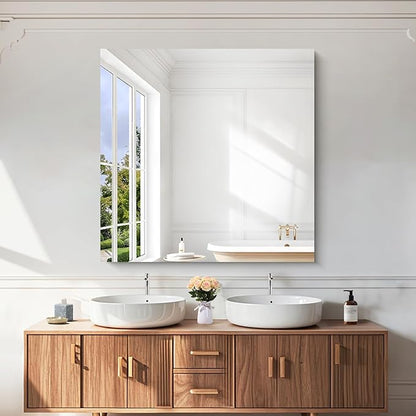 KOCUUY Large Frameless Mirror, 42x42 Inch Square Bathroom Vanity Mirror for Over Sink, Upgraded Shatterproof Unframed Design for Bedroom, Living Room, Entryway
