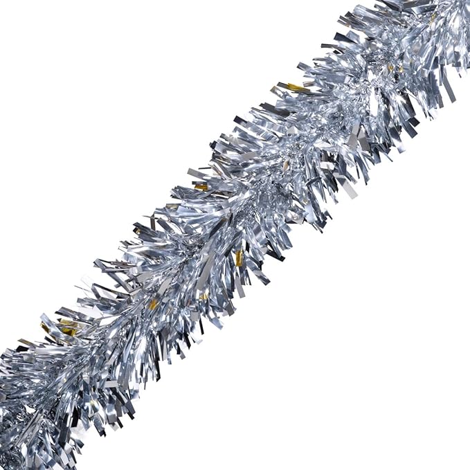 TCDesignerProducts Silver Metallic Twist Garland - 4" x 25' roll, Parade Float Decorations for Trailer Or Golf Cart, Metallic Tinsel Garland, Christmas Garland Décor for Home and Party